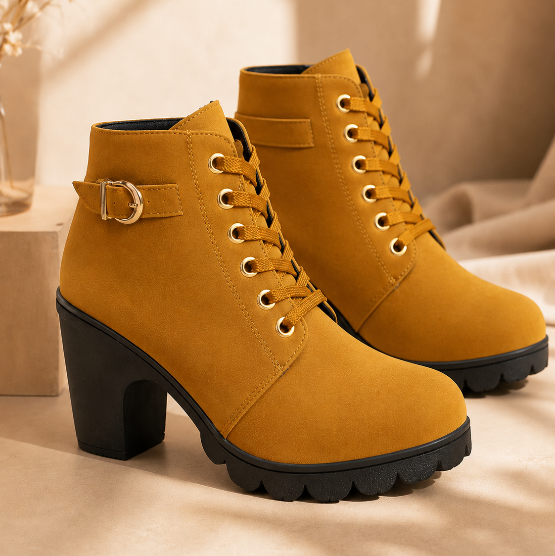 Bottines à talon bloc épais