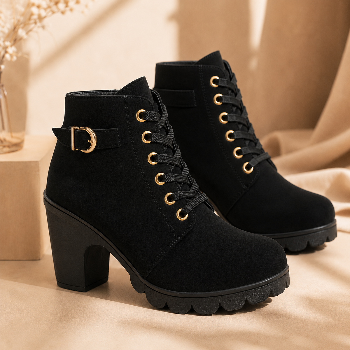 Bottines à talon bloc épais