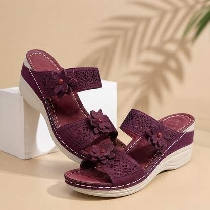 Sandales Compensées à Fleurs