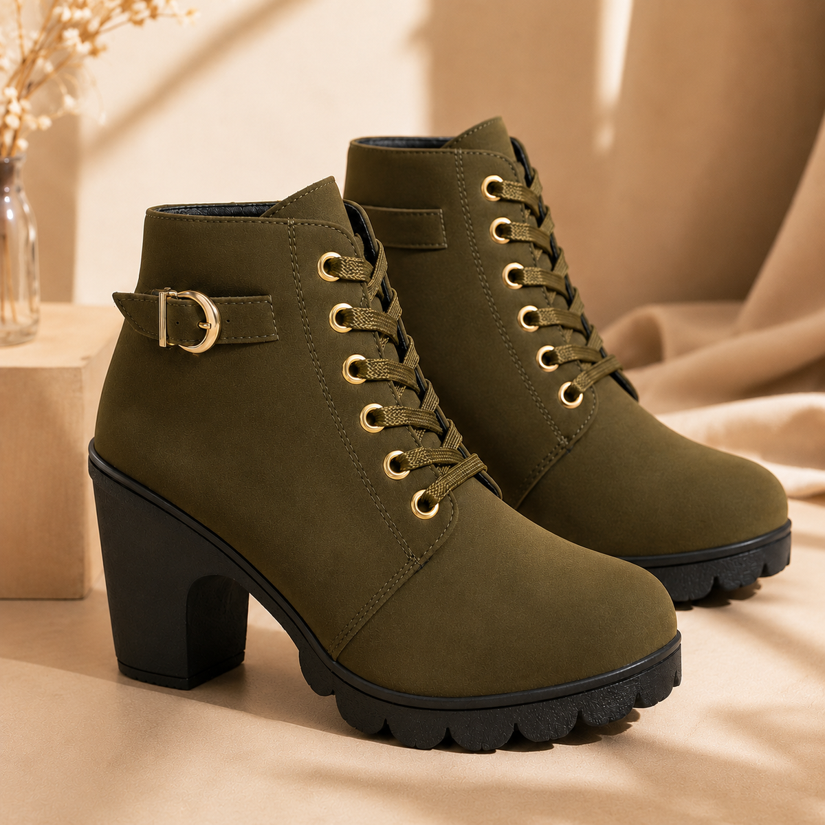 Bottines à talon bloc épais