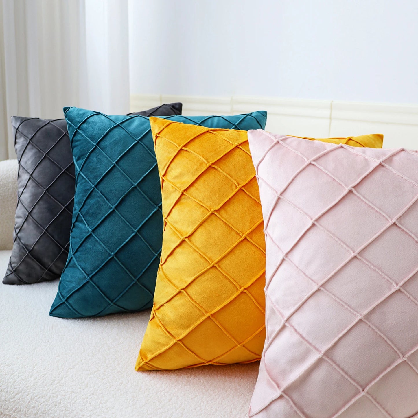 Housse de coussin géométrique en velours