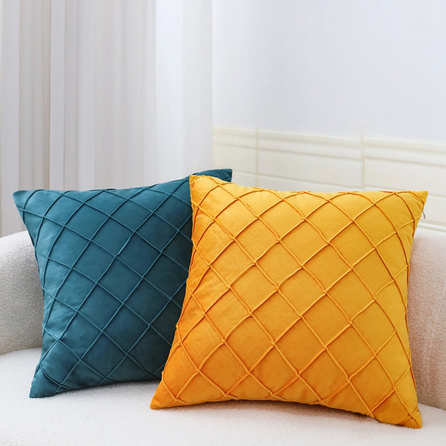 Housse de coussin géométrique en velours